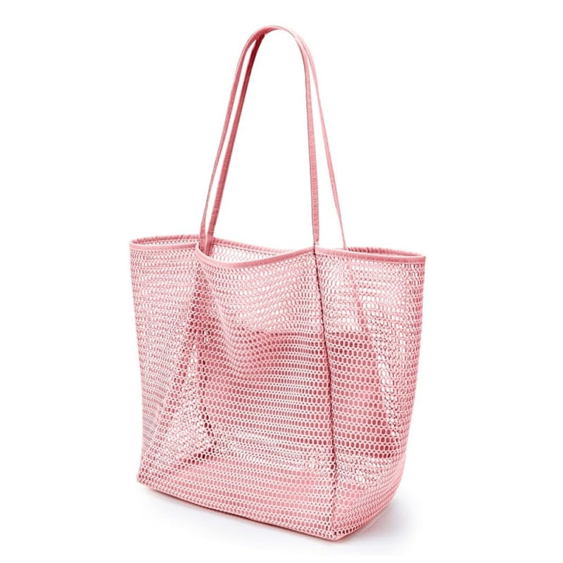 Foldable beach bag, mesh tote bag, women's shoulder bag, summer outdoor travel essential | FREE SHIPPING