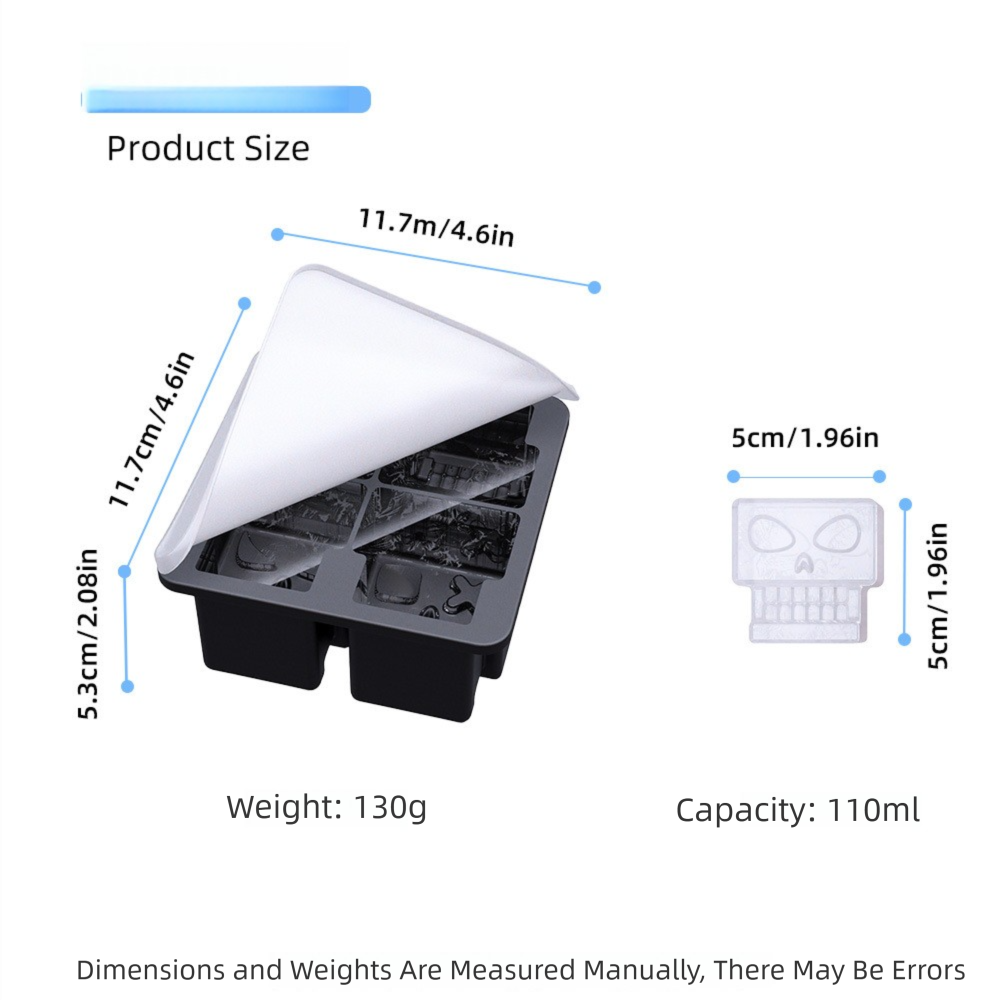 💀 Skull Ice Mold Tray with Lid – 4 Cavities for Whiskey & Cocktails | 50% OFF, FREE SHIPPING