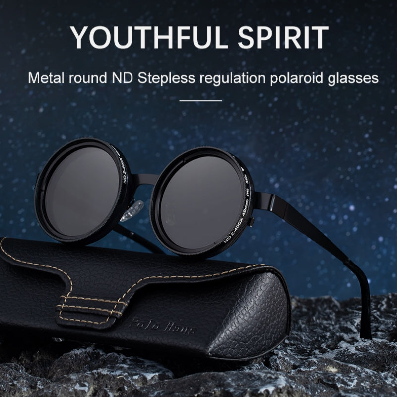 Rounded Polarized Glasses, Adjustable Tint Sunglasses