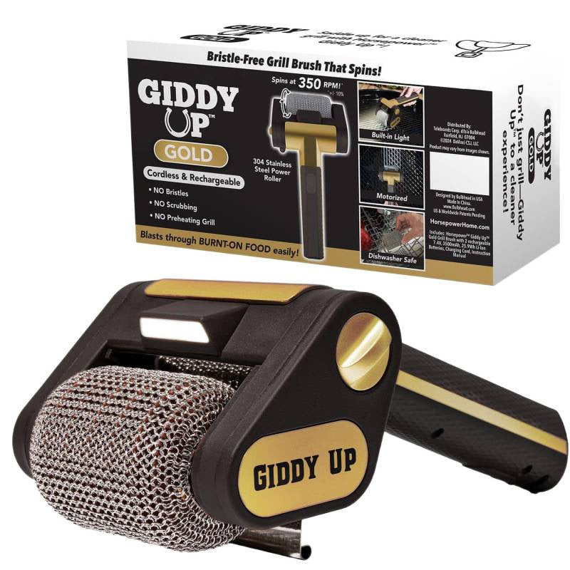 Electric 304 stainless steel roller barbecue brush with LED light special food-grade cleaning | Free Shipping