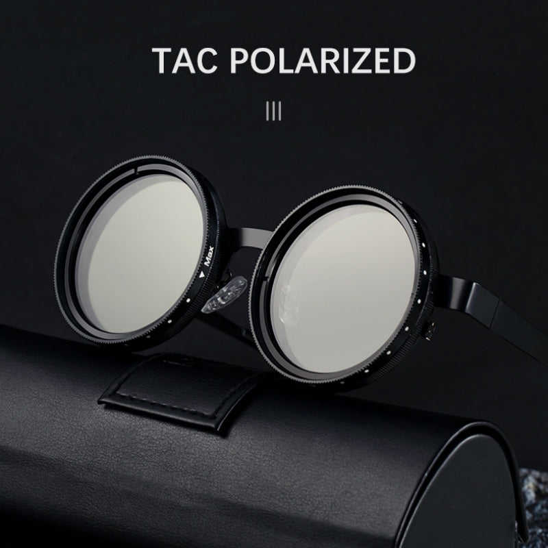 Rounded Polarized Glasses, Adjustable Tint Sunglasses