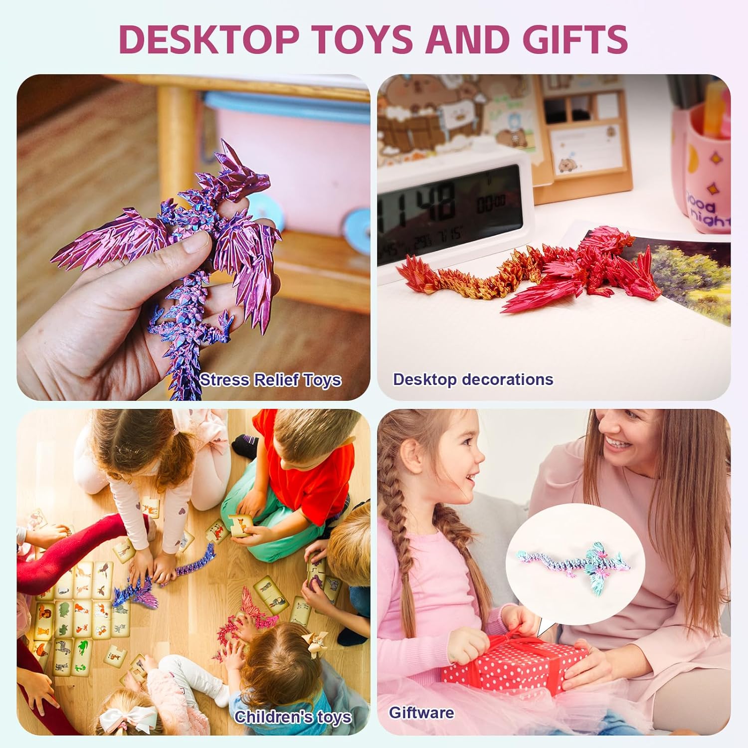 ✨ 3D Printed Dragon with Wings – 11.8" Articulated Fantasy Dragon | 50% OFF, FREE SHIPPING