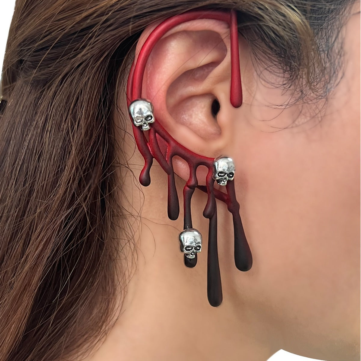 🔥Lava Skull Ear Cuff – Vintage Red Horror Elegance | 55% OFF, FREE SHIPPING