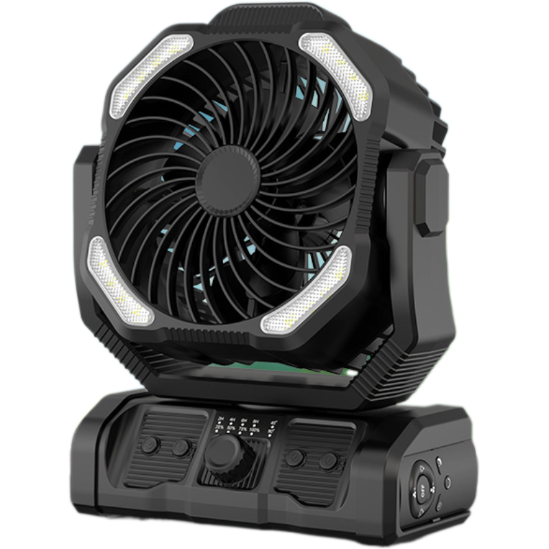 Rechargeable Camping Fan – 24000mAh Battery, LED Light, 360° Oscillation