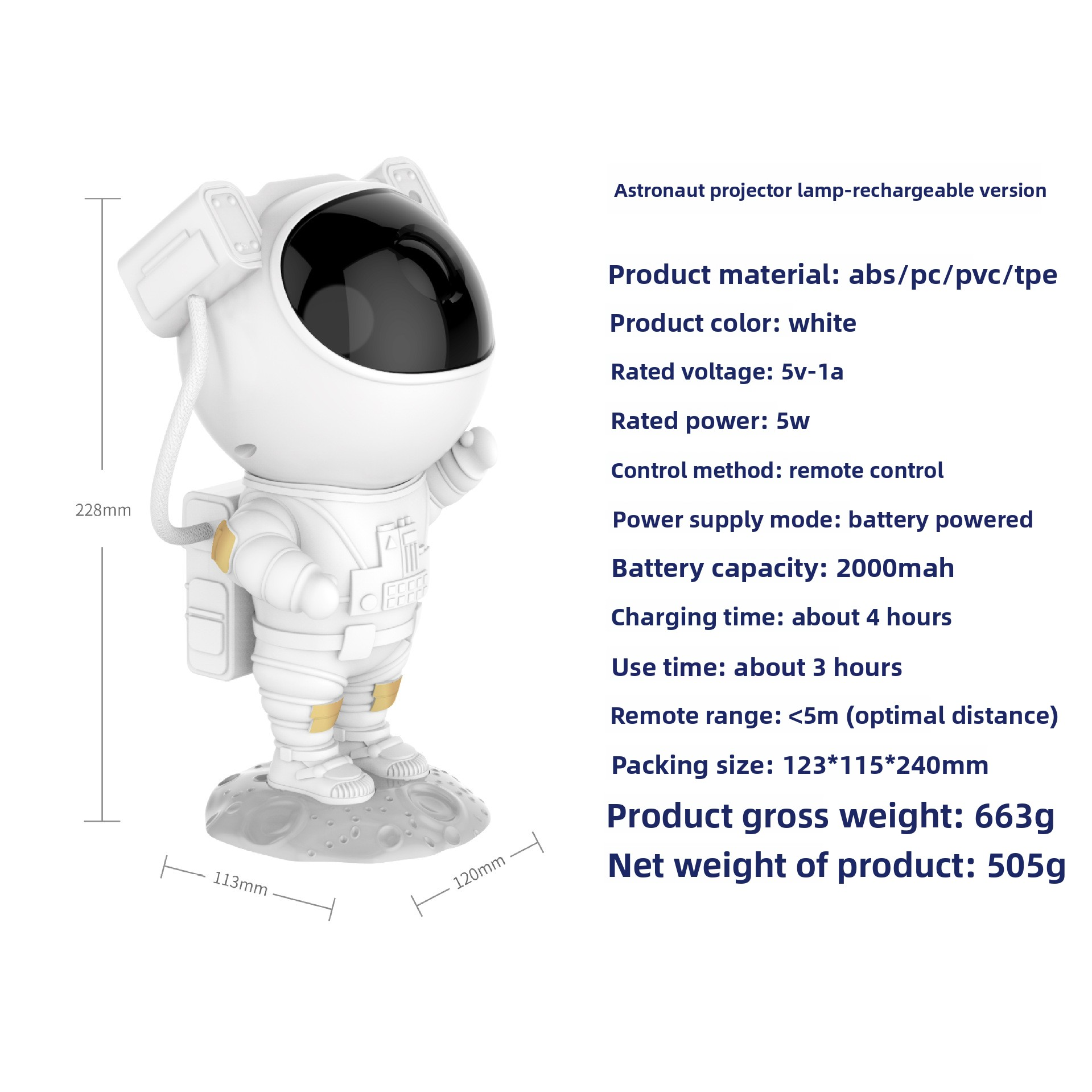 Astronaut Galaxy Projector Lamp – Remote-Control Night Light with Starry Sky Effects