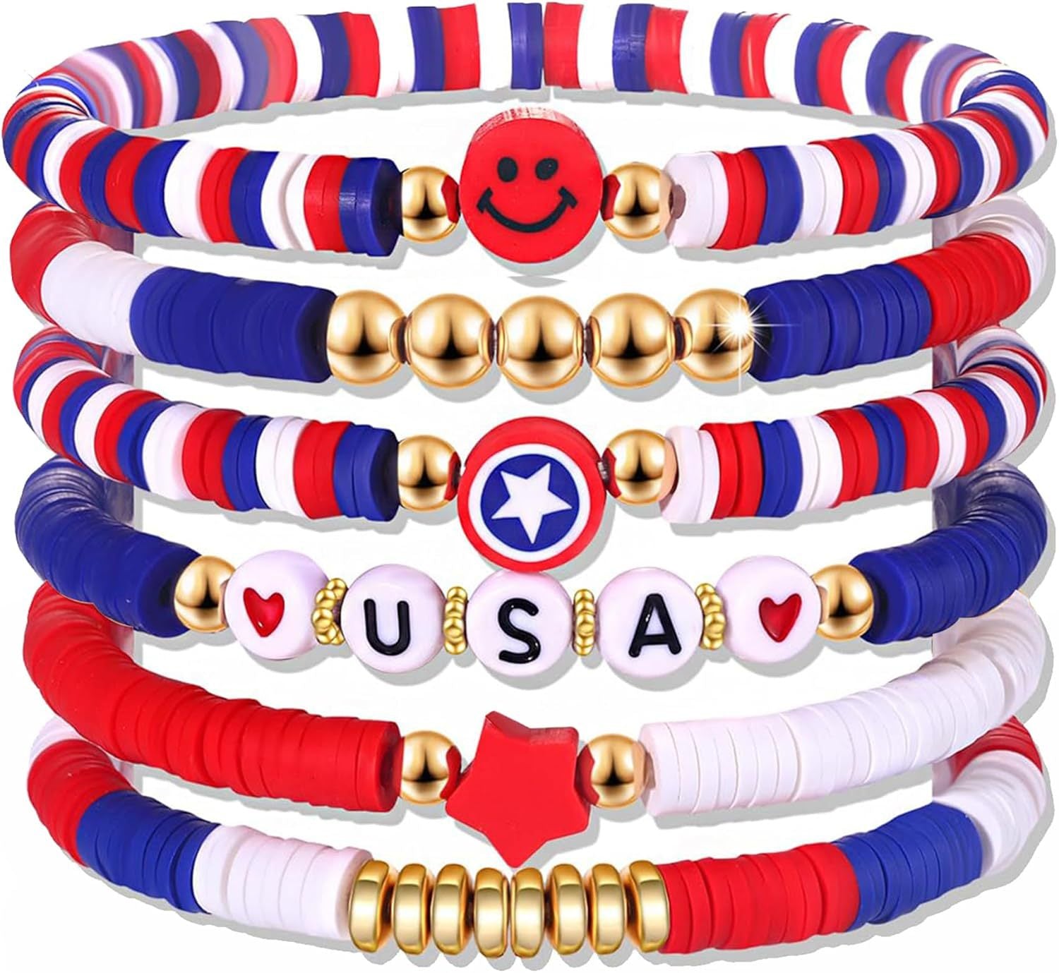 Independence Day Bracelet Set – 6 or 8-Pack Patriotic Wristbands