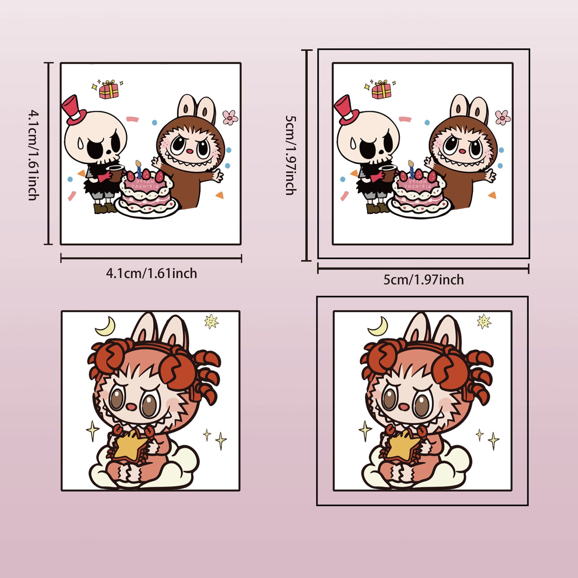 Cartoon Temporary Tattoo Stickers Set - 30 unique designs