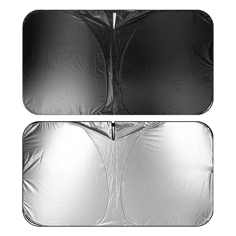 Foldable Windshield Sunshade – Mirror Cut-Out, UV Protection, 240T Reflective Material, Fits Cars, SUVs & Trucks