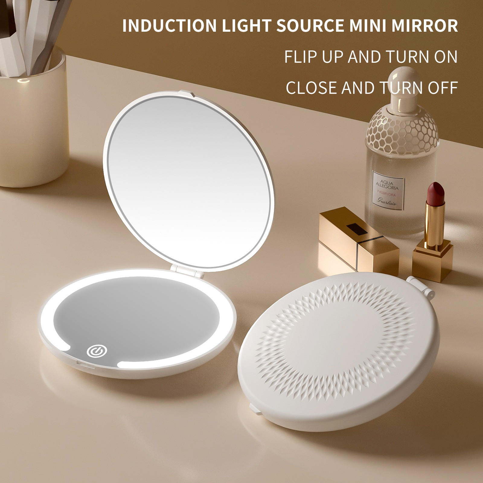 LED Makeup Mirror,Portable Folding Flip-up Mirror,Travel Touch-up Mirror,Rechargeable Travel Mini Mirror | FREE SHIPPING