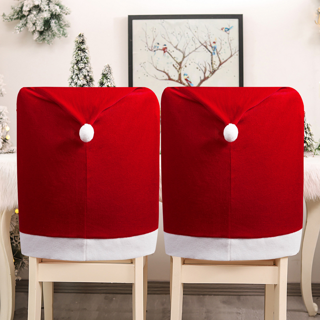 Santa hats Santa hat chair covers Red velvet chair covers Home chair decorations Dining room ambiance decorative chair covers | FREE SHIPPING