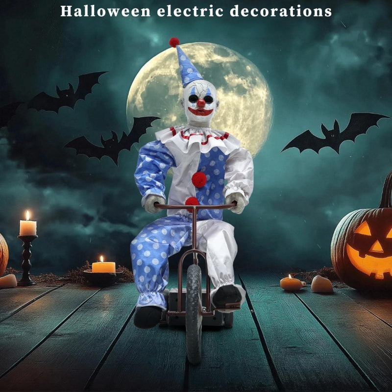 Halloween Bicycle Clown Electric Sensor Haunted House Decor Scene Setup Decorations Props Ornaments | FREE SHIPPING