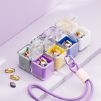 Magic Cube Pill Organizer with Lanyard Portable Medication Dispenser 7-Day Sealed Tablet Storage Box Medication Dispenser | FREE SHIPPING