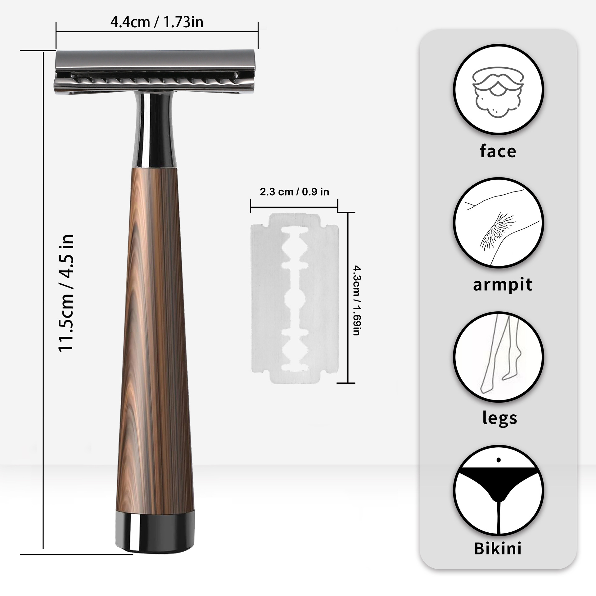 Unisex Razor with Wooden Handle-Includes 5 blades | FREE SHIPPING