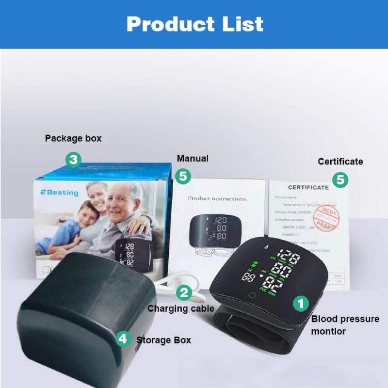 Wrist Blood Pressure Monitor Led Display,Touch Screen Wrist Blood Pressure Cuff 99x2 Reading Memory Wrist Bp Monitor with Carrying Case,Health Monitoring Adjustable | FREE SHIPPING