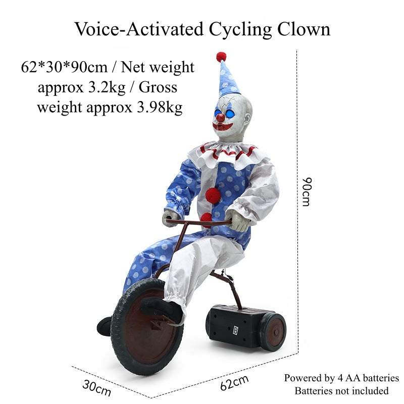 Halloween Bicycle Clown Electric Sensor Haunted House Decor Scene Setup Decorations Props Ornaments | FREE SHIPPING
