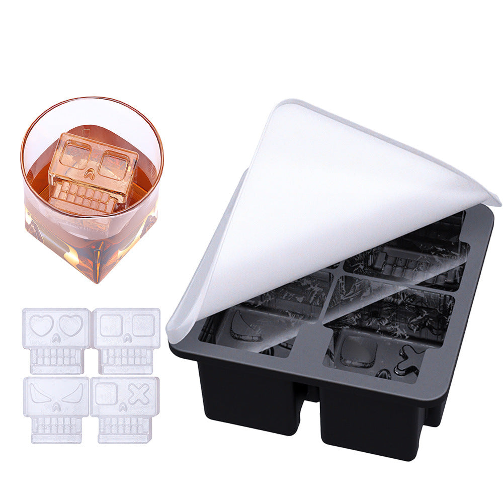 💀 Skull Ice Mold Tray with Lid – 4 Cavities for Whiskey & Cocktails | 50% OFF, FREE SHIPPING