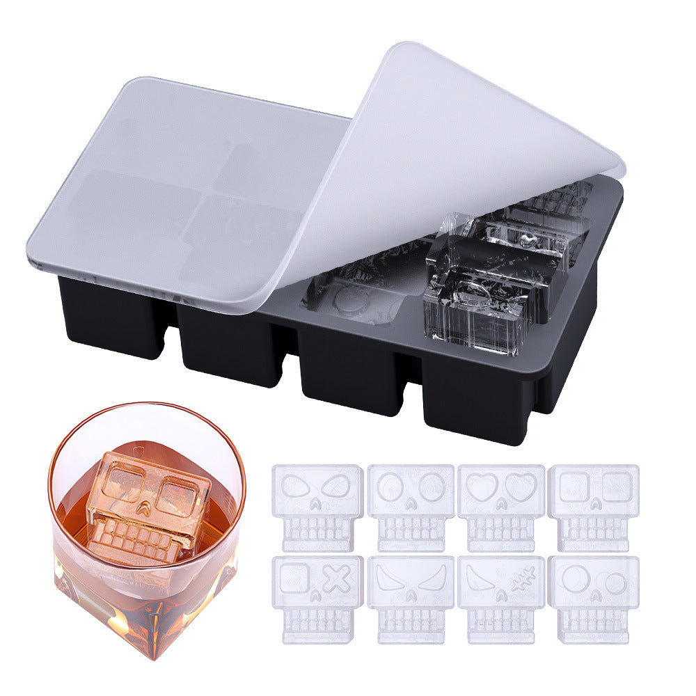 💀 Skull Ice Mold Tray with Lid – 4 Cavities for Whiskey & Cocktails | 50% OFF, FREE SHIPPING