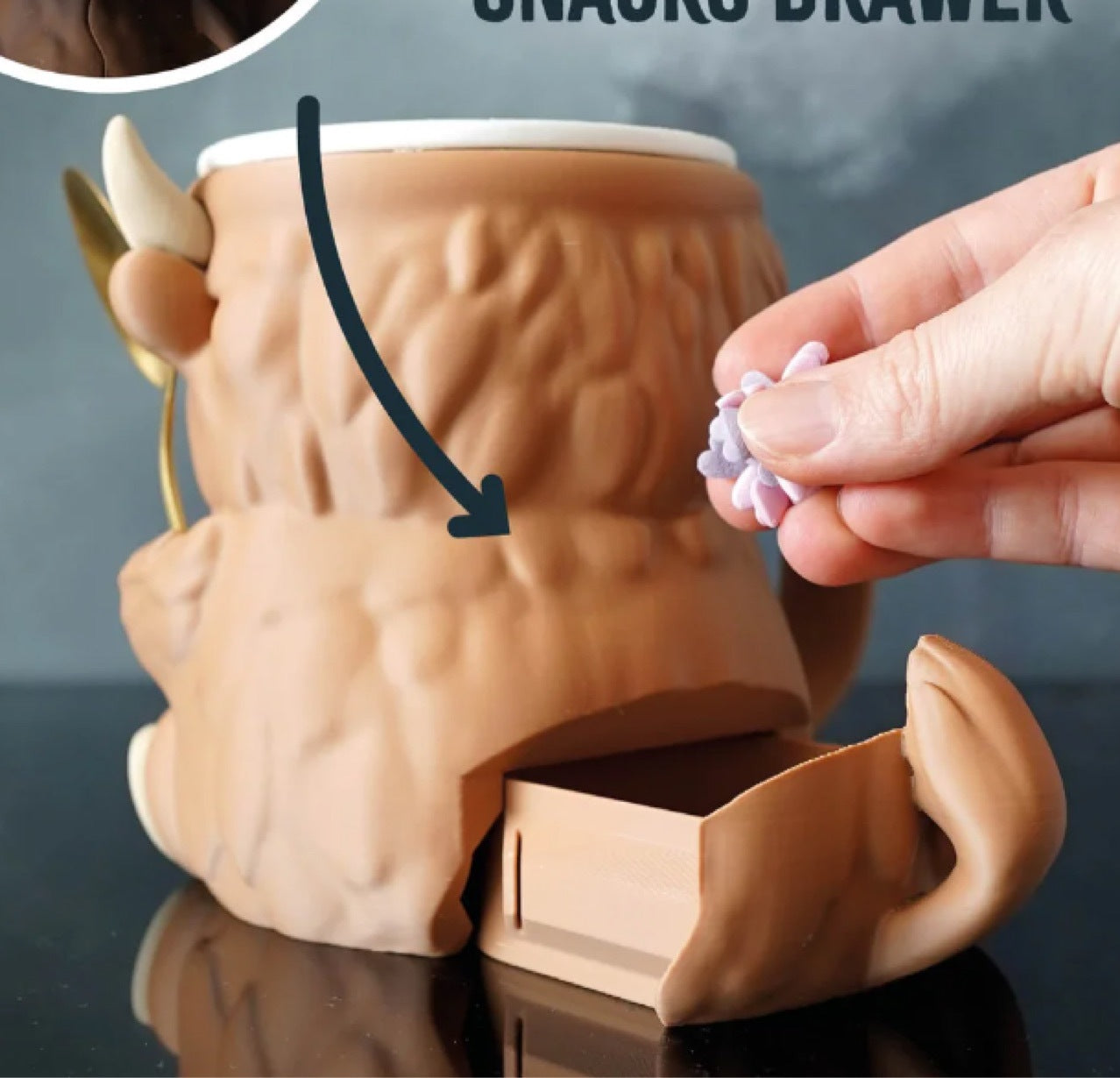 Highland Cow Ice Pint Holder 🐮❄️ – Cute Freezer Dessert Keeper with Spoon & Drawer