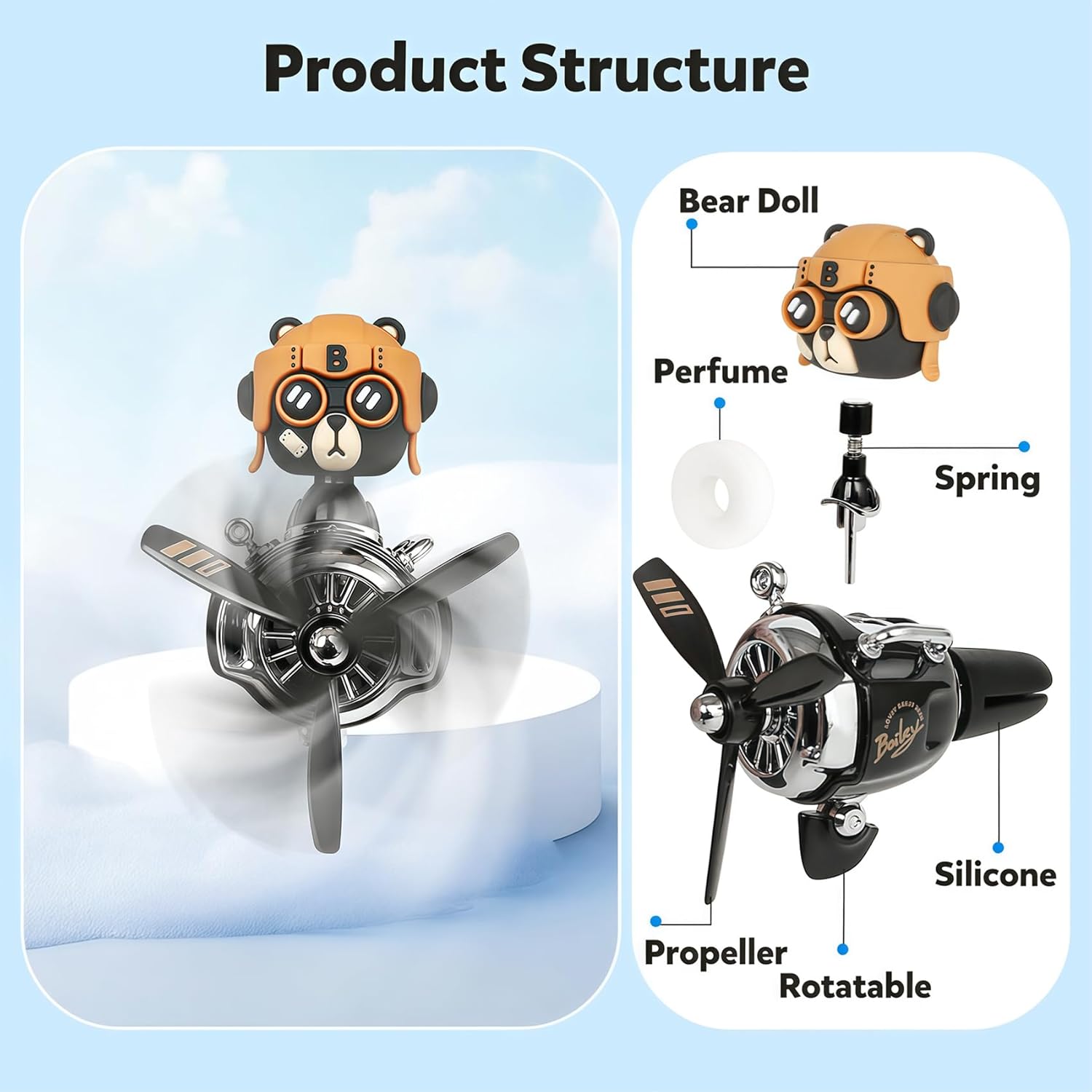 ✈️ Bear Pilot Car Freshener – Cute Teddy Air Vent Clip | 33% OFF, FREE SHIPPING