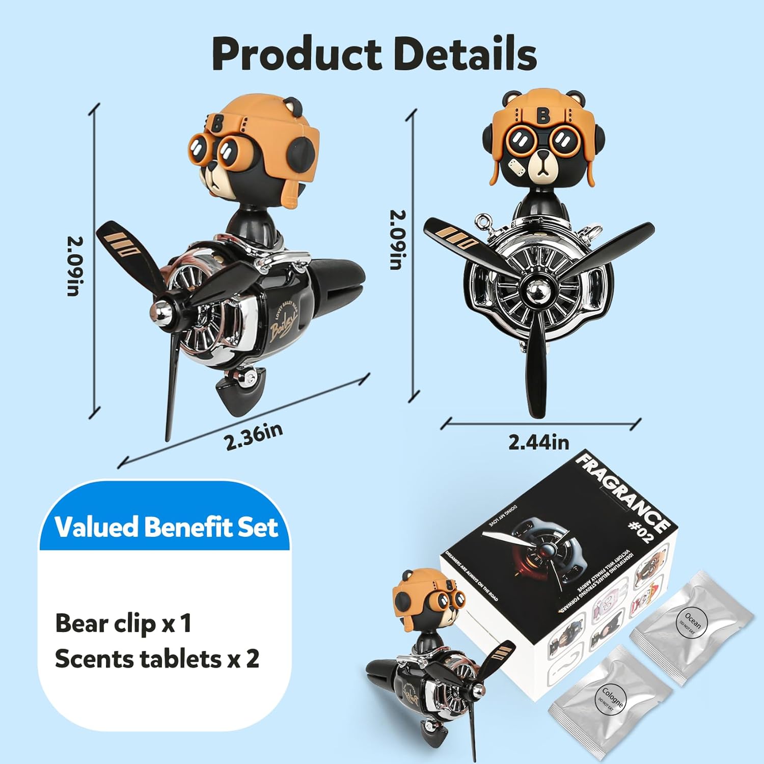 ✈️ Bear Pilot Car Freshener – Cute Teddy Air Vent Clip | 33% OFF, FREE SHIPPING