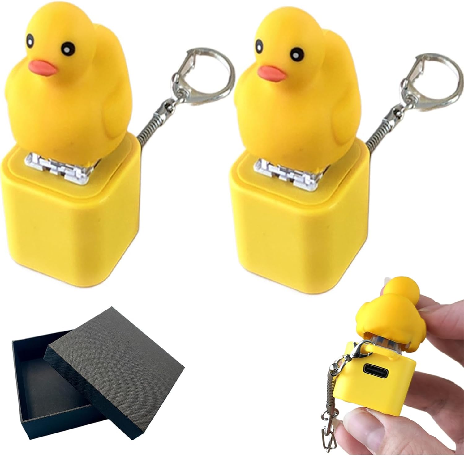 Frog Croaking & Quacking Duck Fidget Toy Keychain with Lights - Stress Relief Rechargeable | 50% OFF, FREE SHIPPING Toy