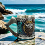 Viking Warrior Axe Handle Beer Mug, 15oz Resin & Stainless Steel Norse Tankard, Medieval Viking Drinking Cup | 50% OFF, FREE SHIPPING