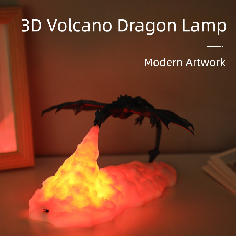🔥 3D Printed Volcano Dragon Night Light – LED USB Rechargeable Lamp | 40% OFF, FREE SHIPPING