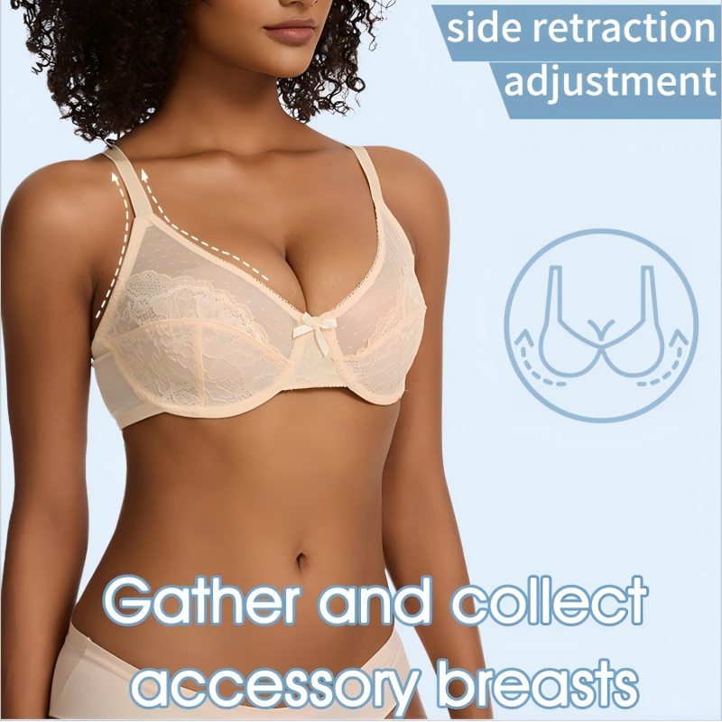 Floral Lace Plus Size Underwire Unlined Unpadded Minimizer Full Coverage Bra Women's Wear Comfortable Breathable Mesh Cup | FREE SHIPPING