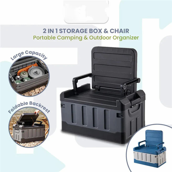 Camping Box With Folding Seat, Outdoor Car Fishing Bench
