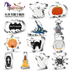 Halloween Cookie Cutters Set (12pcs) – Ghost, Bat, Pumpkin & More Stainless Steel Biscuit Molds for Baking & Party Fun | 50% OFF, FREE SHIPPING
