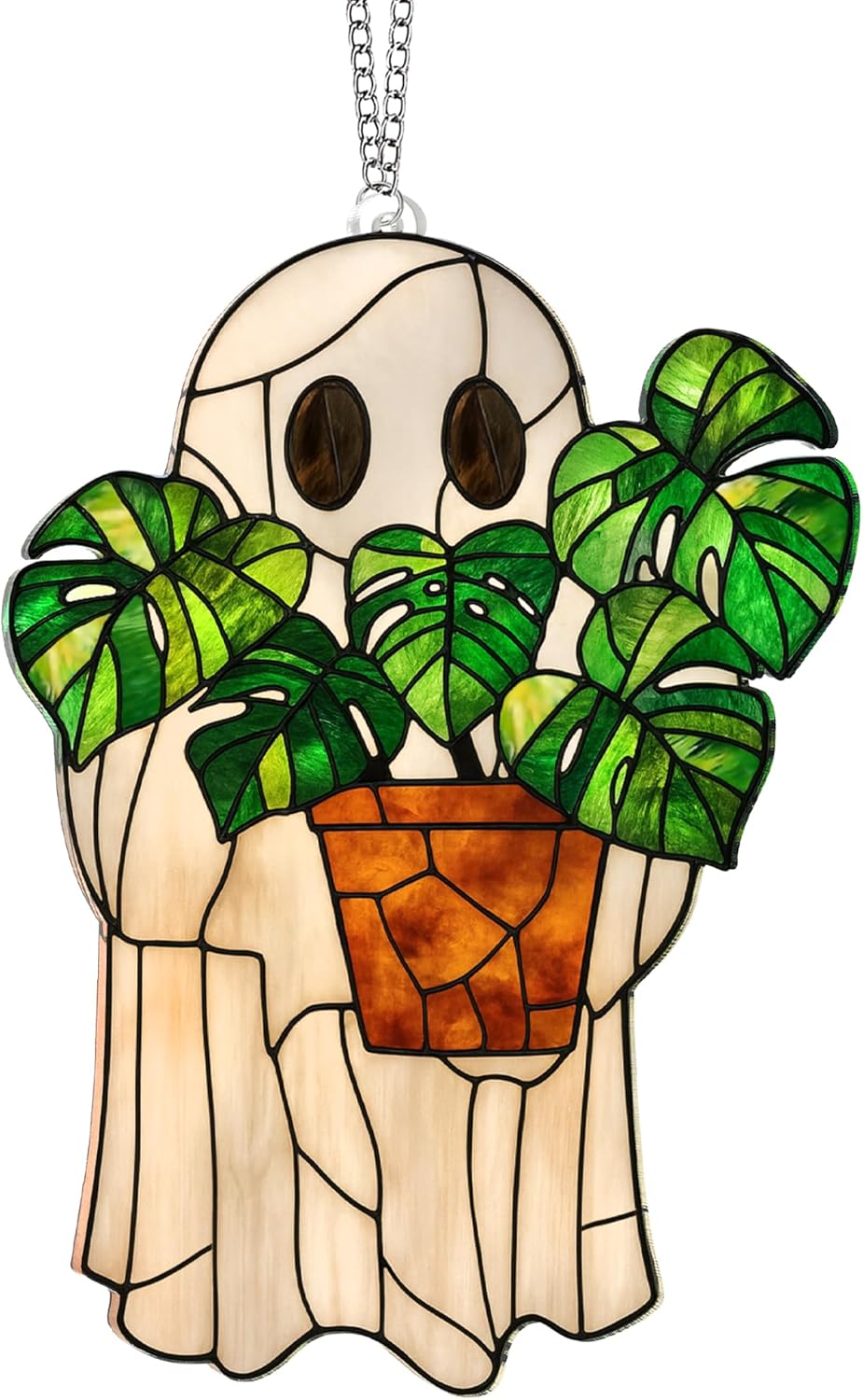 Halloween Ghost Suncatcher – Faux Stained Glass Acrylic Hanging Ornament | 50% OFF, FREE SHIPPING