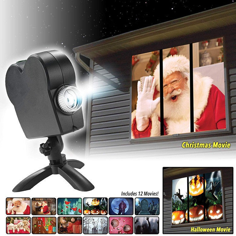 Halloween Window Projector,Halloween Holographic Projector,Christmas Led Holographic Projection Lamp,12 Movies,Used for Halloween Outdoor,Christmas Garden Decoration Family Outdoor Party | FREE SHIPPING