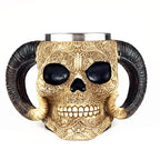 Horned Skull Beer Mug, 20oz Creative Viking Skull Stein with Horn Handle, Gothic Medieval Tankard for Beer, Coffee & Halloween Party Decor | 50% OFF, FREE SHIPPING