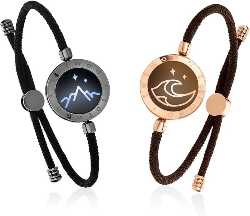 Long Distance Touch Bracelets for Couples – Light & Vibration Smart Jewelry with Bluetooth Connection, Waterproof & Rechargeable - Love Gift for Him & Her | 45% OFF, FREE SHIPPING
