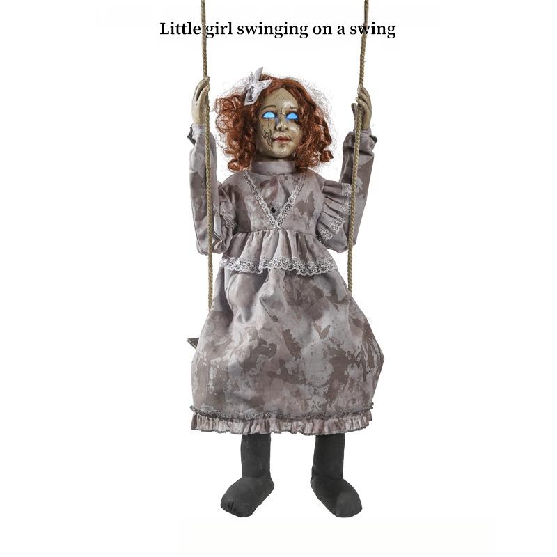 Halloween Electric Glow Decorations: Terrifying Little Girl on a Swing, Clown, and Skeleton | FREE SHIPPING