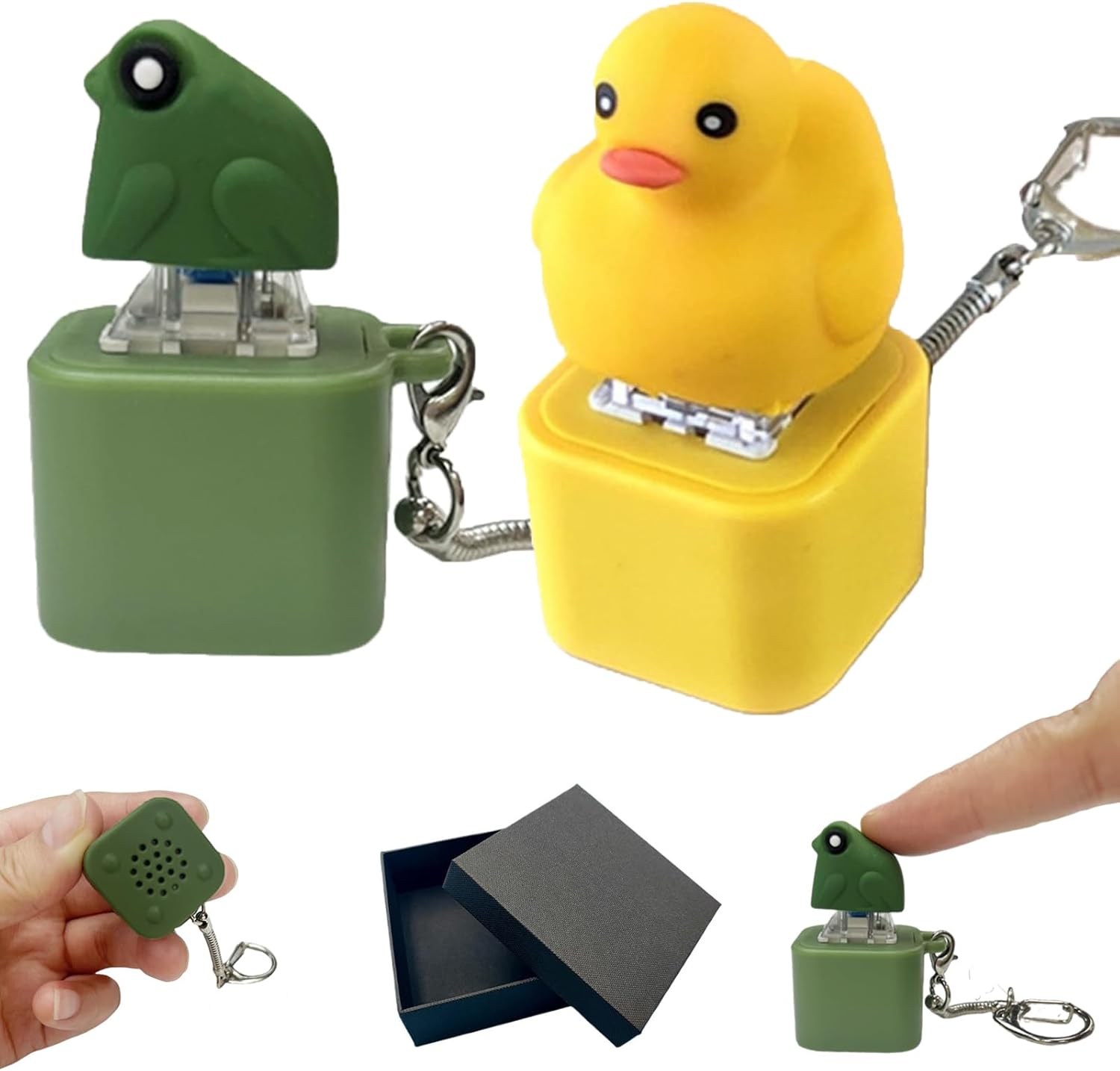 Frog Croaking & Quacking Duck Fidget Toy Keychain with Lights - Stress Relief Rechargeable | 50% OFF, FREE SHIPPING Toy
