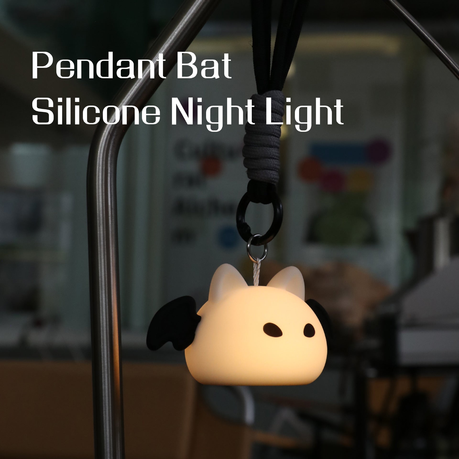 Halloween Bat Night Light, Cute LED Silicone Touch Lamp with Hanging Rope, Rechargeable Waterproof Portable Lamp for Camping & Halloween Decor | 33% OFF, FREE SHIPPING