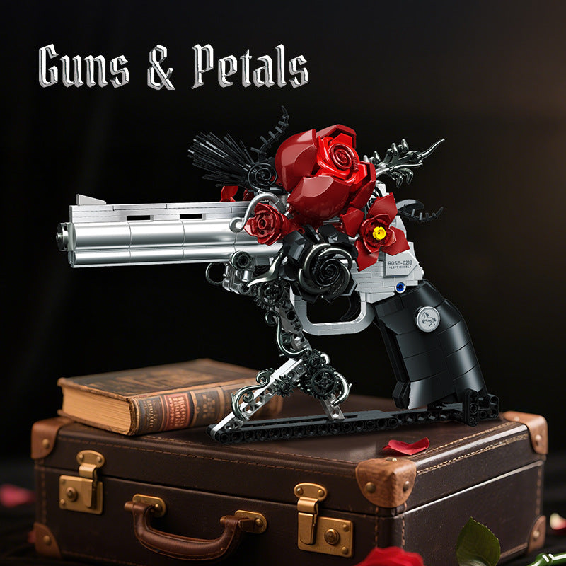 🔫 Building Blocks Revolver Model Kit – 631 PCS with Rose Detail | 50% OFF, FREE SHIPPING