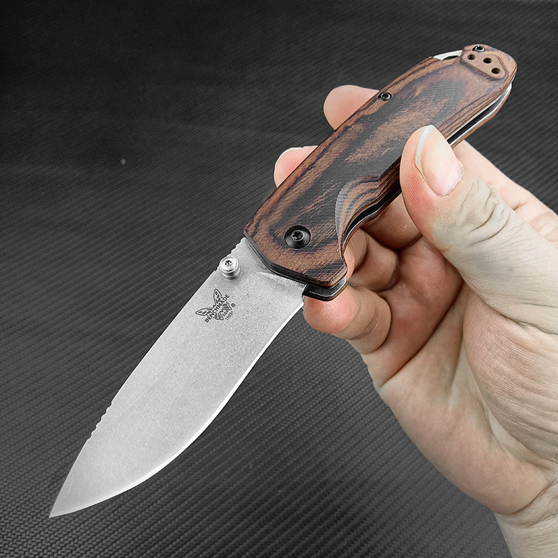 🔥 Butterfly Wood-Handle EDC Knife – 8Cr13MoV Steel Outdoor Pocket Tool