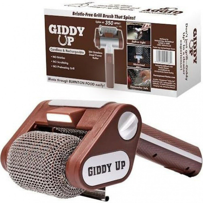 Electric 304 stainless steel roller barbecue brush with LED light special food-grade cleaning | Free Shipping