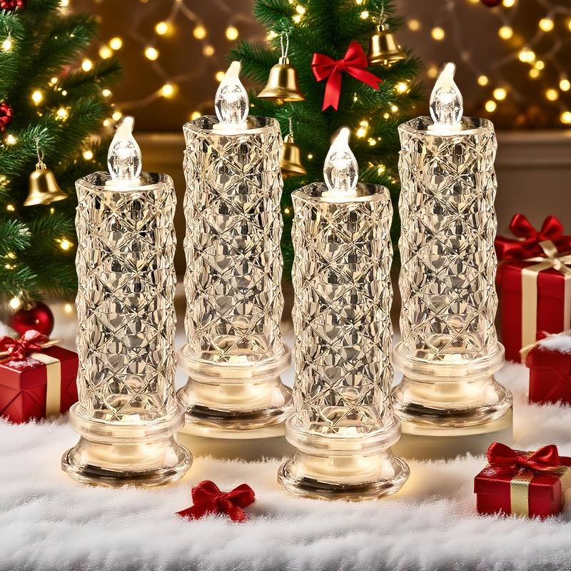 Set of 4, LED Crystal Candle Lights - Romantic Tabletop Night Lights for Bedroom Decorations, Gifts, Anniversary and Parties, Suitable for Wedding, Birthday, Holiday Tabletop Decorative Lights | FREE SHIPPING