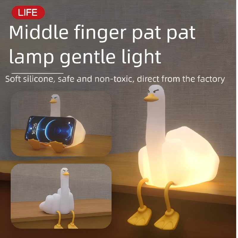 FXXK DUCK Creative Silicone Night Light USB Rechargeable Eye-Friendly Night Light | FREE SHIPPING