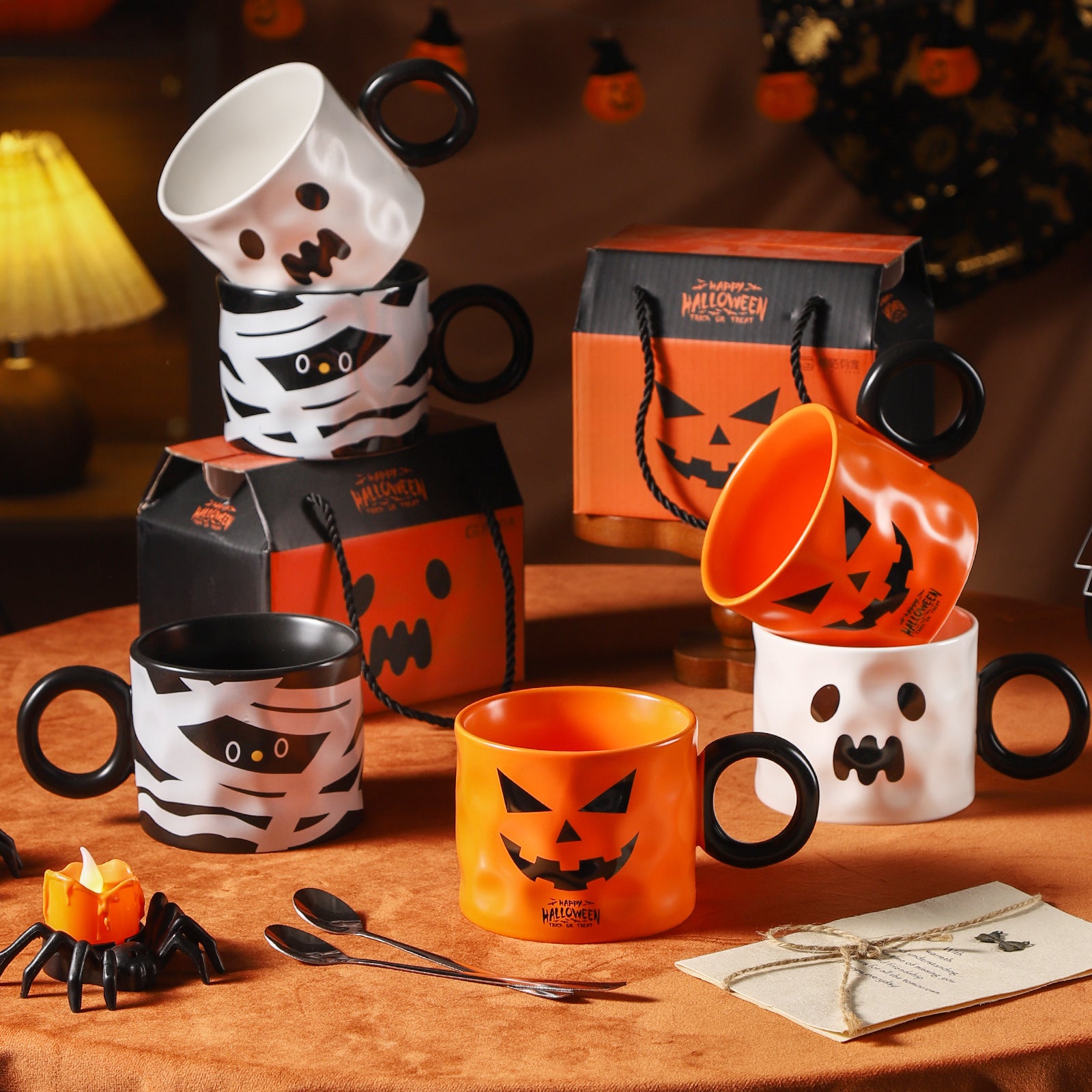 🎃 Pumpkin Mug Gift Set – Halloween Ceramic Coffee Cup | 50% OFF, FREE SHIPPING