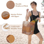 Foldable beach bag, mesh tote bag, women's shoulder bag, summer outdoor travel essential | FREE SHIPPING