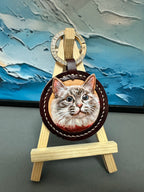 Handcrafted Pet Portrait Leather Carving – Custom Engravable Collar Charm or Keychain