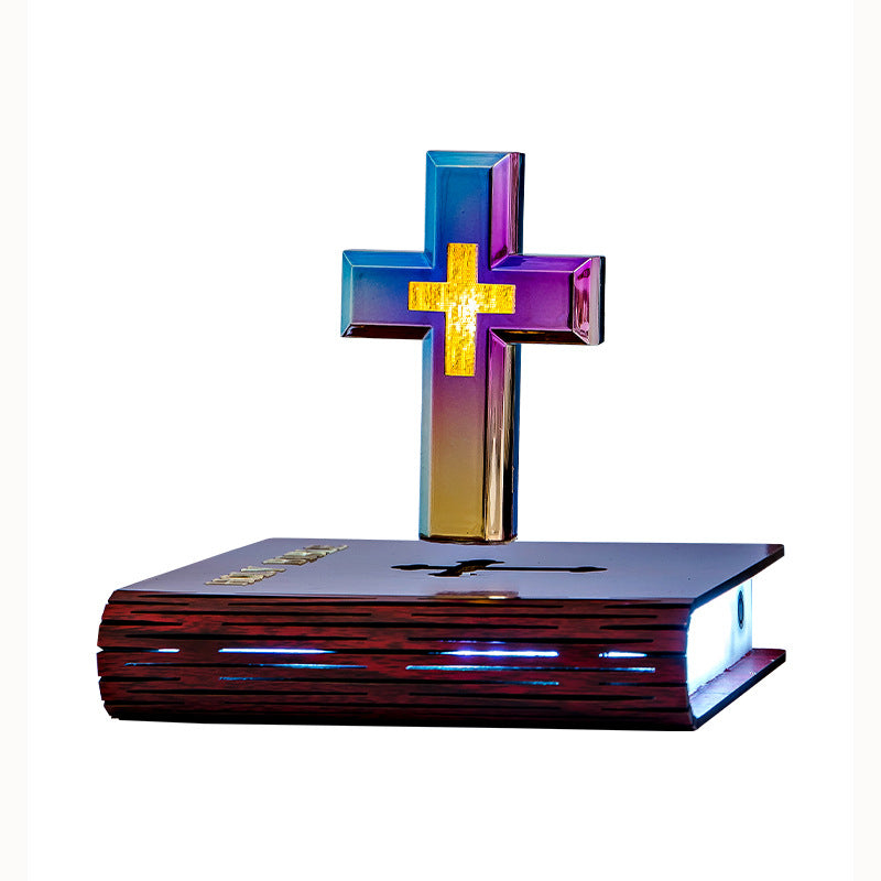 Levitating Cross Lamp, Multi-Color Floating Cross