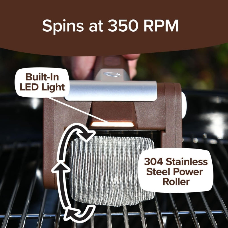 Electric 304 stainless steel roller barbecue brush with LED light special food-grade cleaning | Free Shipping