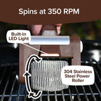 Electric 304 stainless steel roller barbecue brush with LED light special food-grade cleaning | Free Shipping