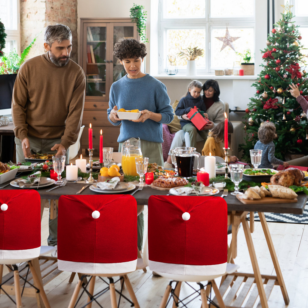 Santa hats Santa hat chair covers Red velvet chair covers Home chair decorations Dining room ambiance decorative chair covers | FREE SHIPPING