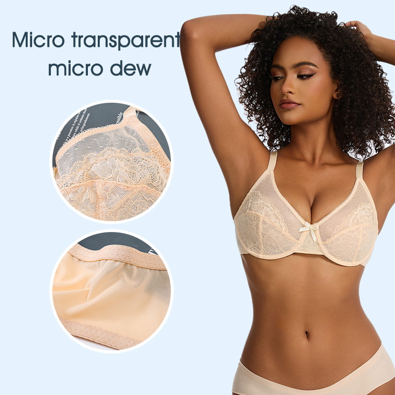 Floral Lace Plus Size Underwire Unlined Unpadded Minimizer Full Coverage Bra Women's Wear Comfortable Breathable Mesh Cup | FREE SHIPPING